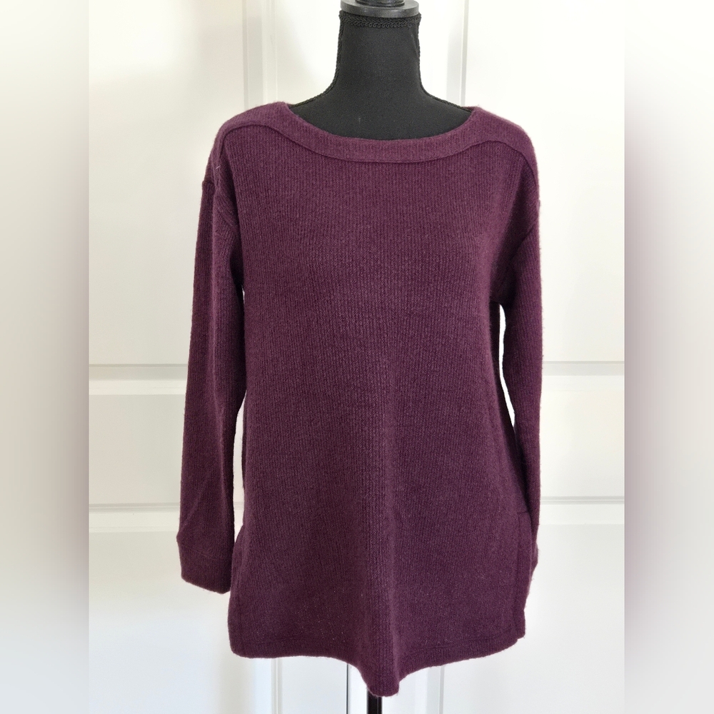 LOFT Scoop Neck Tunic Style Sweater Deep Purple Sz Small